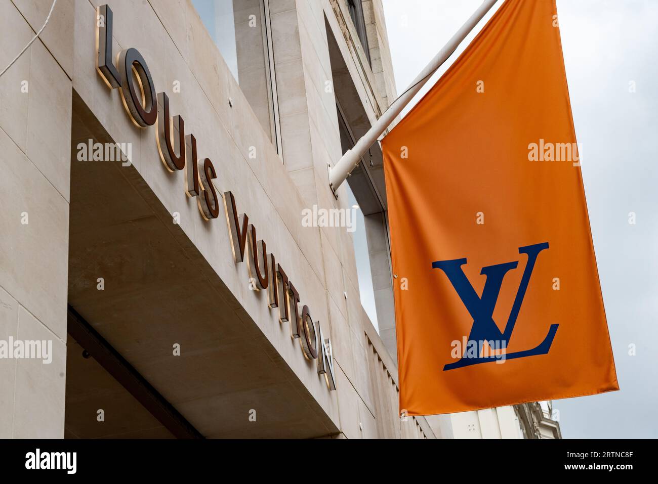 A view of the Louis Vuitton emblem on the store in New Bond Street, London  Stock Photo - Alamy