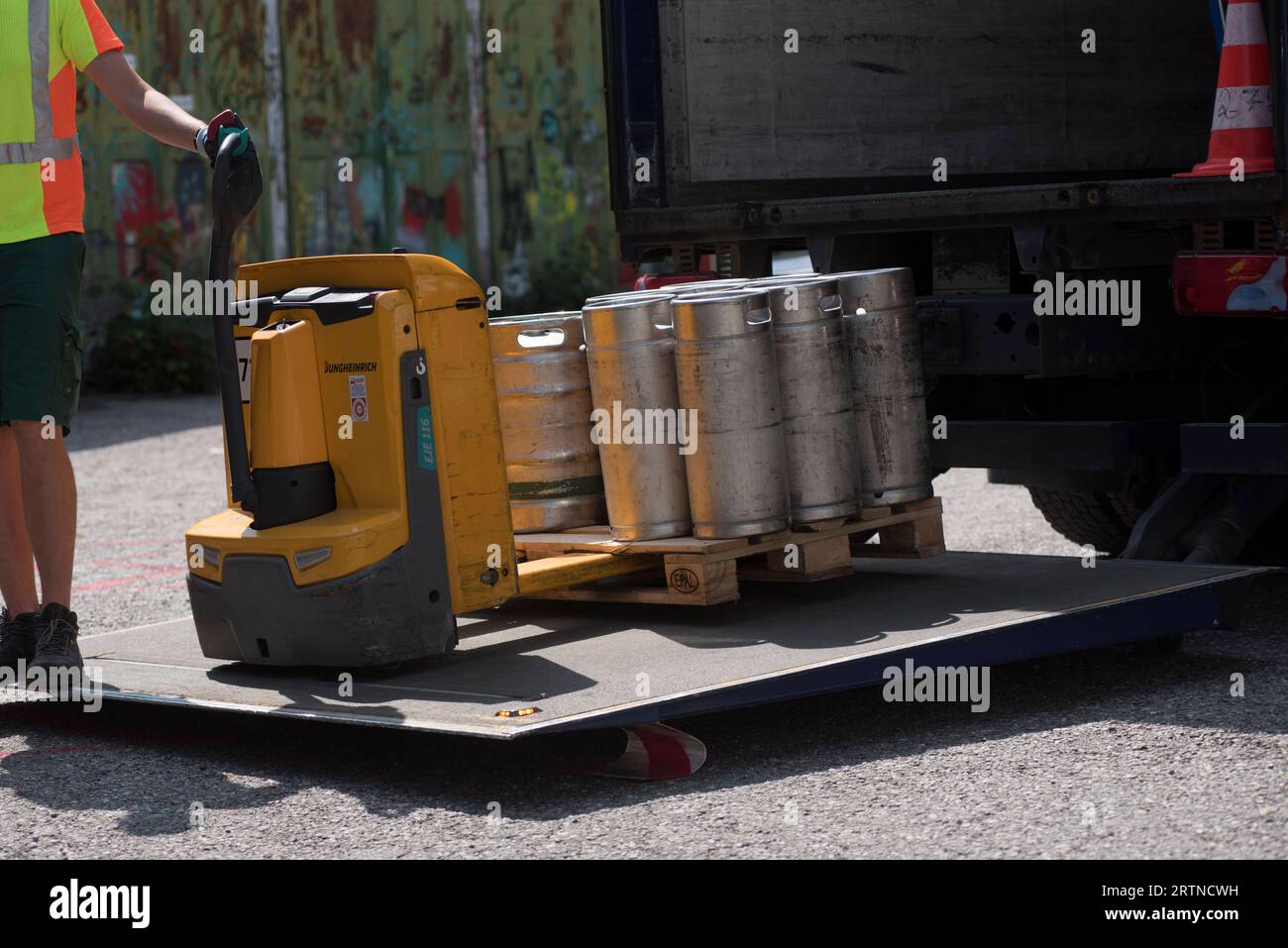 a dolley in warehouse logistics for cargo and freight transportation a dolley in warehouse logistics Stock Photo