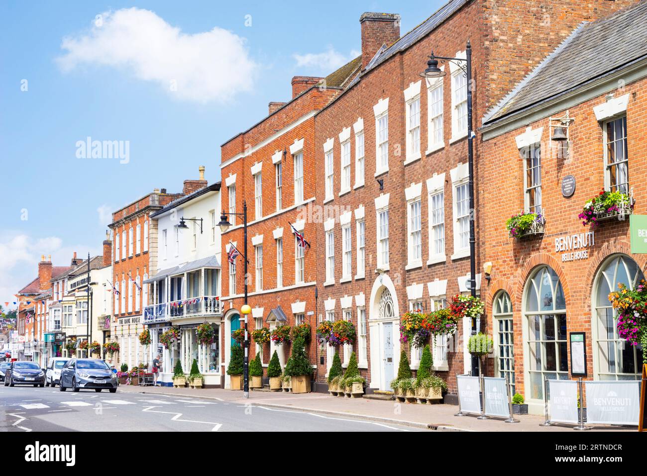 Pershore Bridge street Pershore town centre businesses and shops Worcestershire England UK GB Europe Stock Photo