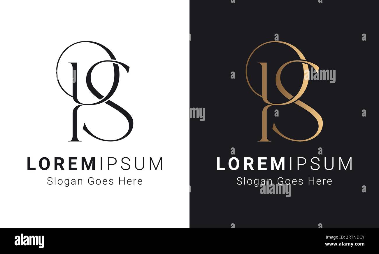 Luxury Initial PS or SP Monogram Text Letter Logo Design Stock Vector