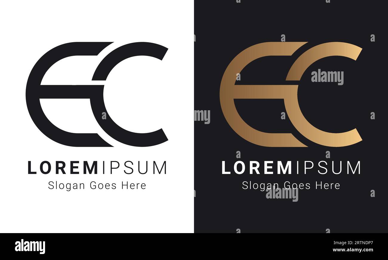 Luxury Initial EC or CE Monogram Text Letter Logo Design Stock Vector