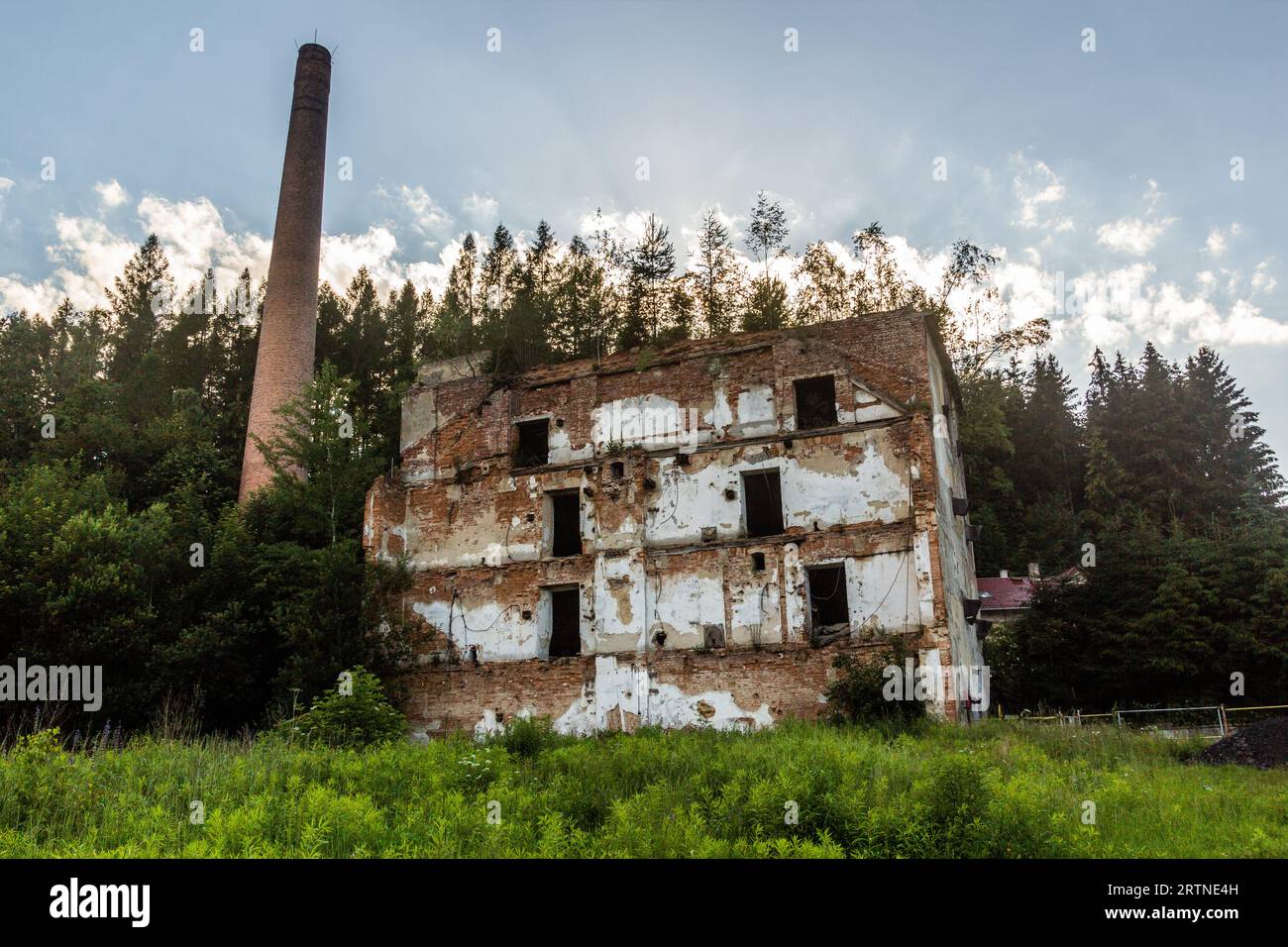 Ruin of an old spinning mill, in Vilemov, Czech Republic Stock Photo