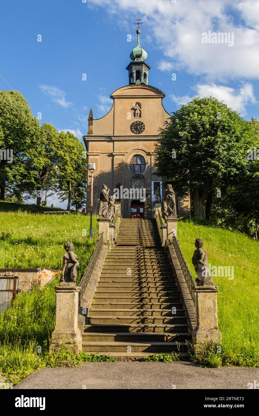 Church of the Assumption of the Virgin Mary (Kostel Nanebevzeti Panny Marie) in Vilemov, Czech Republic Stock Photo