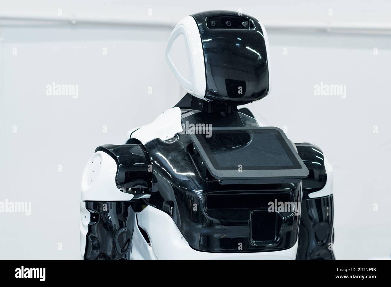 Perm, Russia - July 13, 2023: switched off humanoid robot with an ...