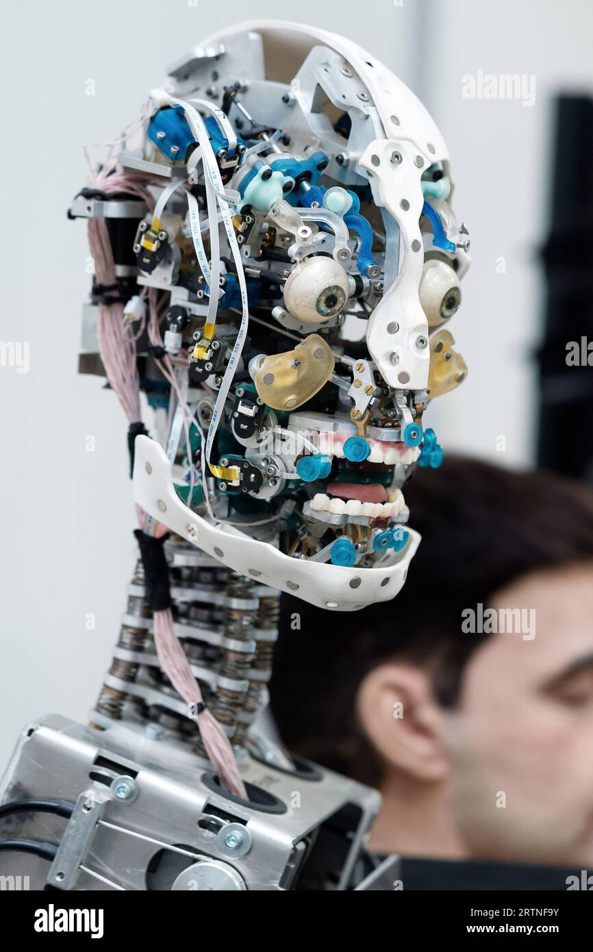 Perm, Russia - July 13, 2023: head of anthropomorphic robot capable of ...