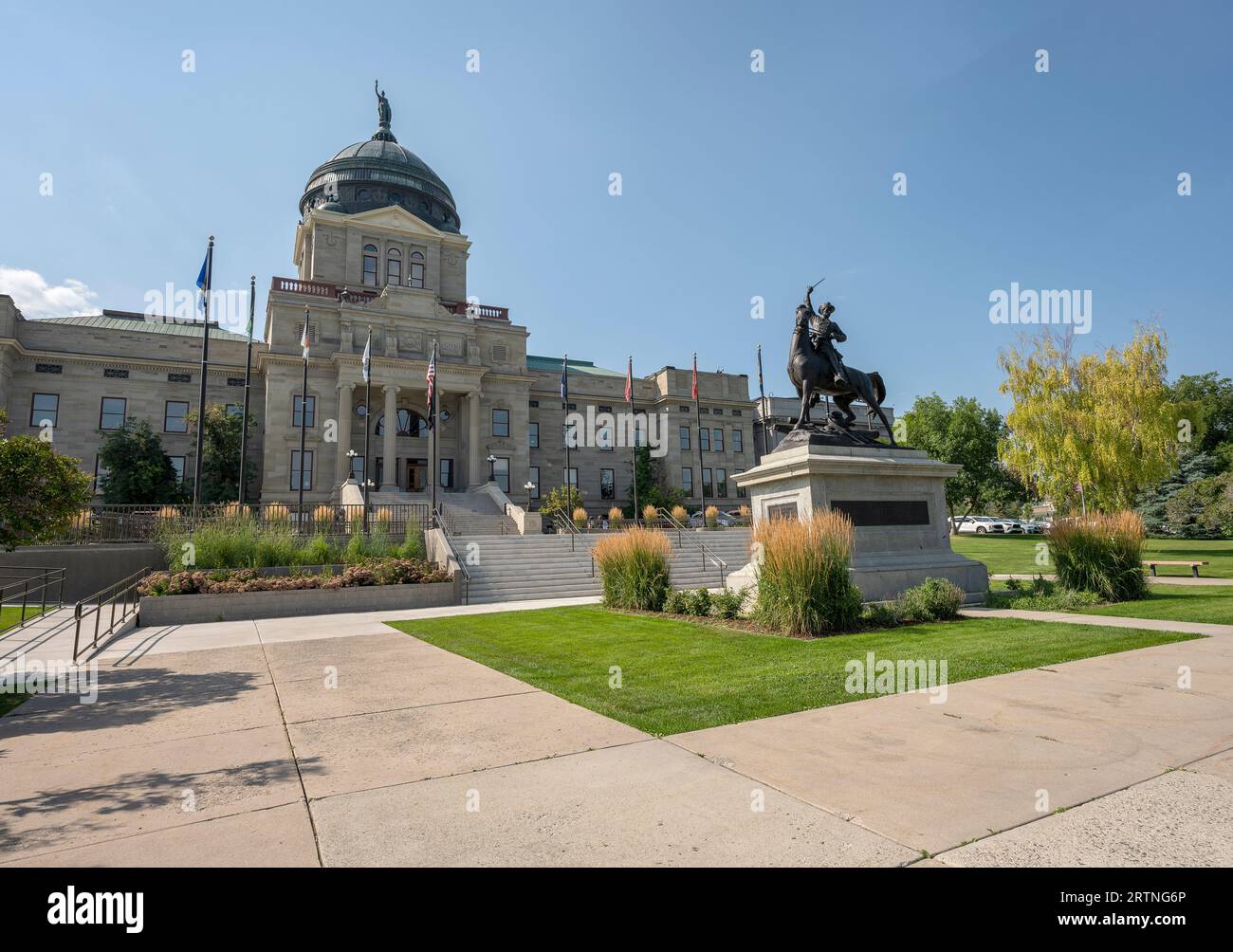 The main entrance to the granite and copper state capitol building in Helena, Montana, USA Stock Photo