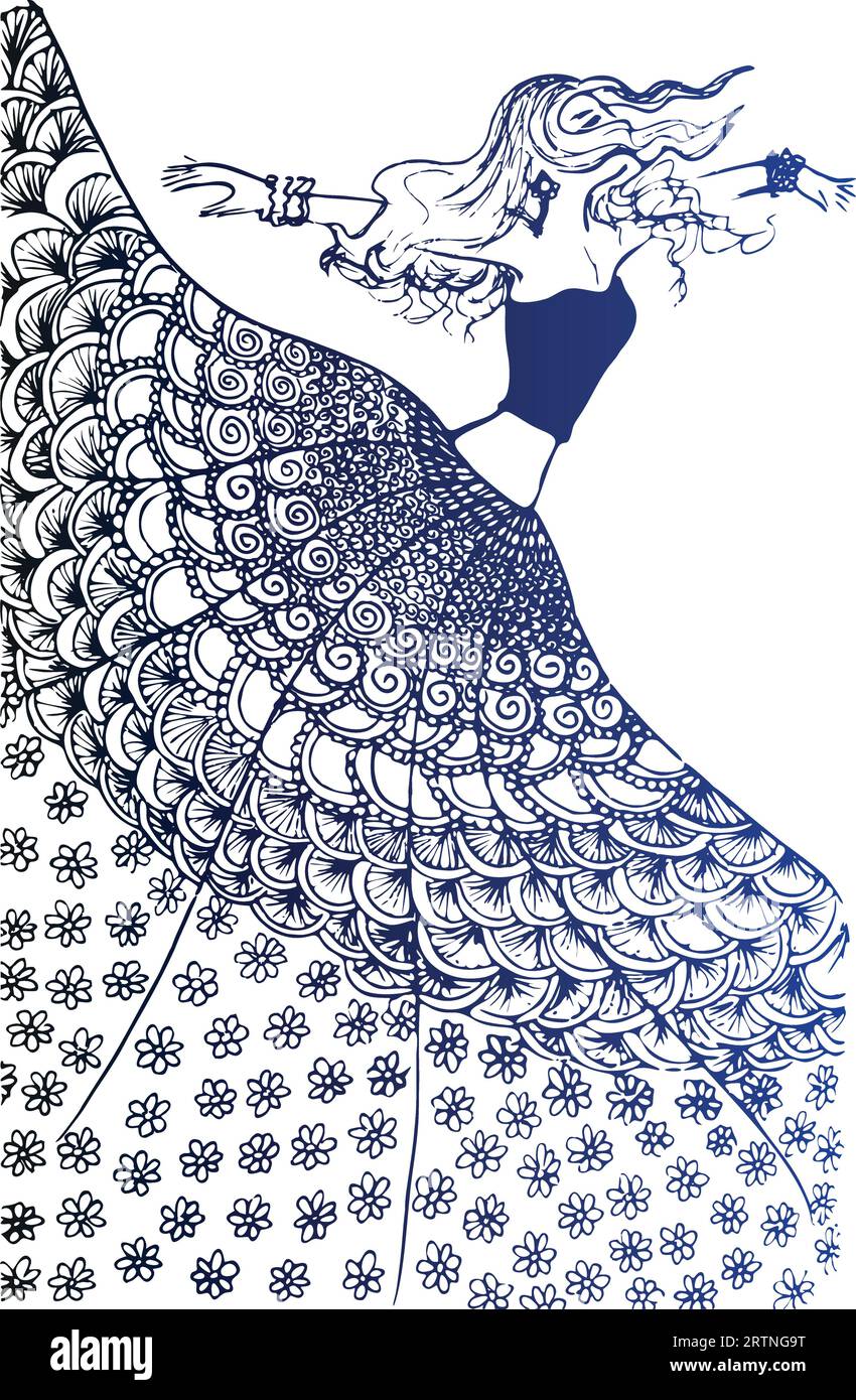 sketch of a woman in a dress ballet pose dancer gymnast line art continuous  art icon girl isolated on white Stock Vector Image & Art - Alamy