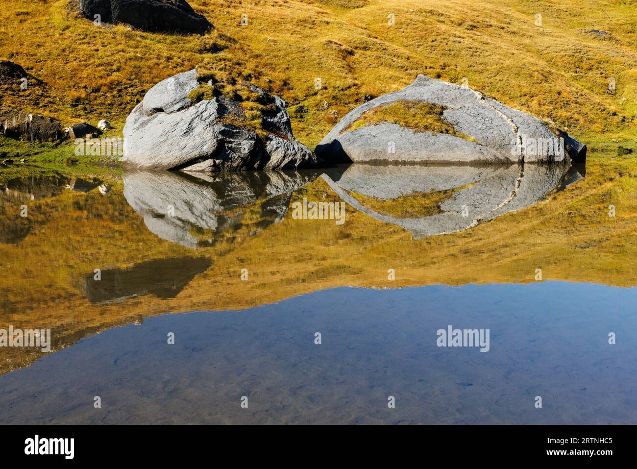 alpine pond on Passo di Gana Negra, Ticino Stock Photo
