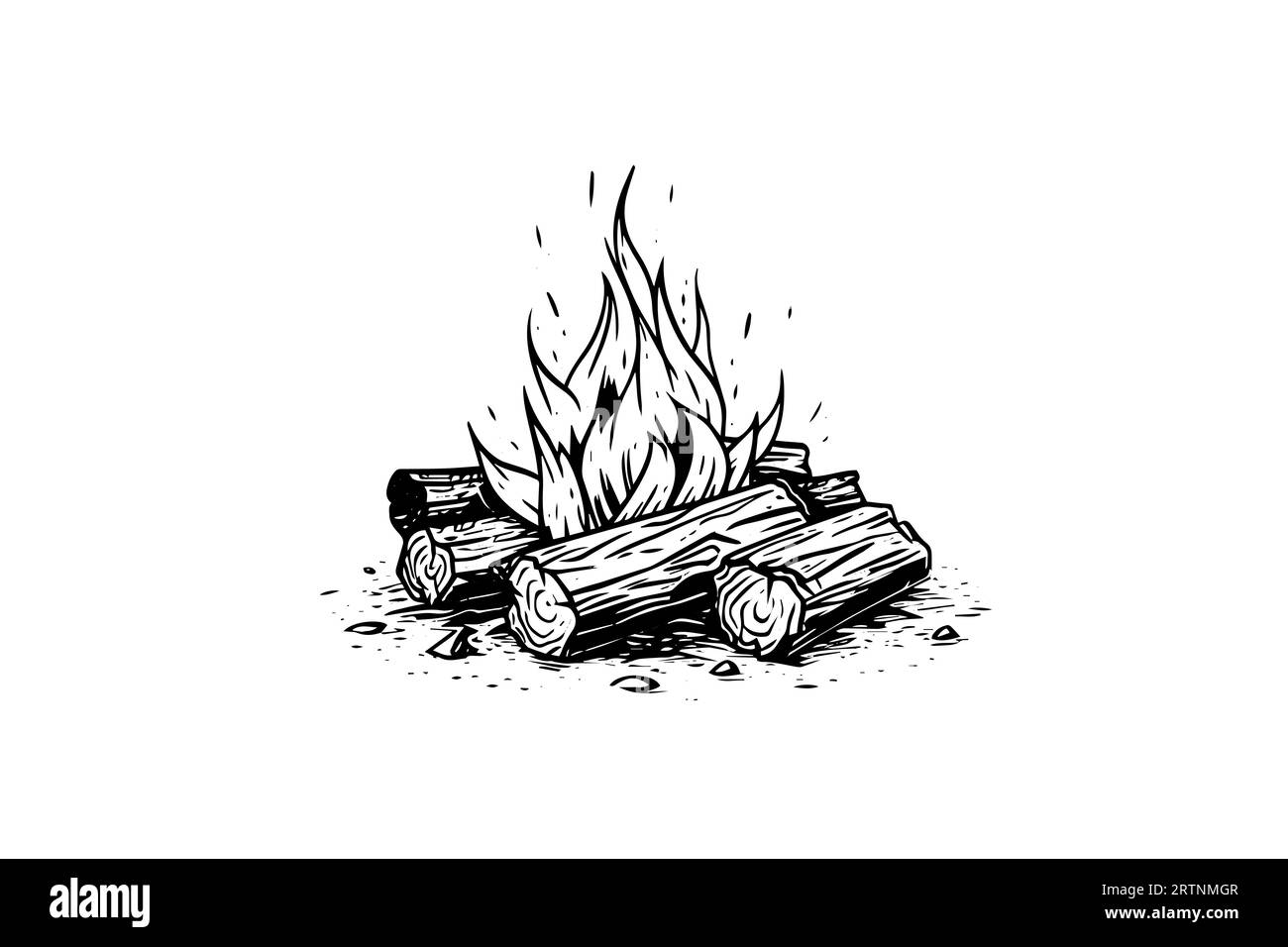 Hand drawn camping bonfire. Vector illustration of fire in sketch