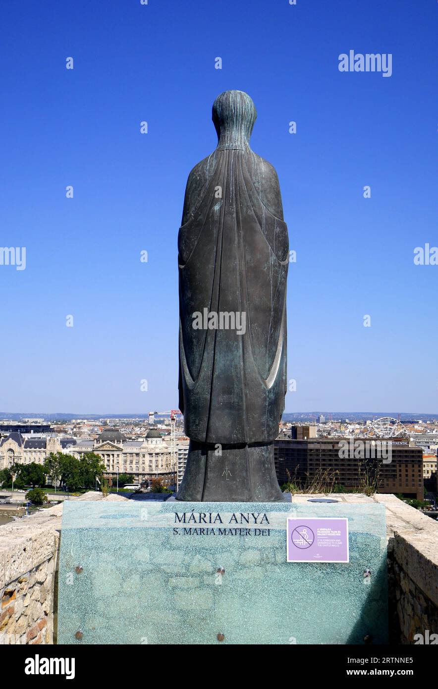 Bronze statue of the Virgin Mary by sculptor Laszlo Matyassy, in front of the Royal Palace, Budapest, Hungary Stock Photo
