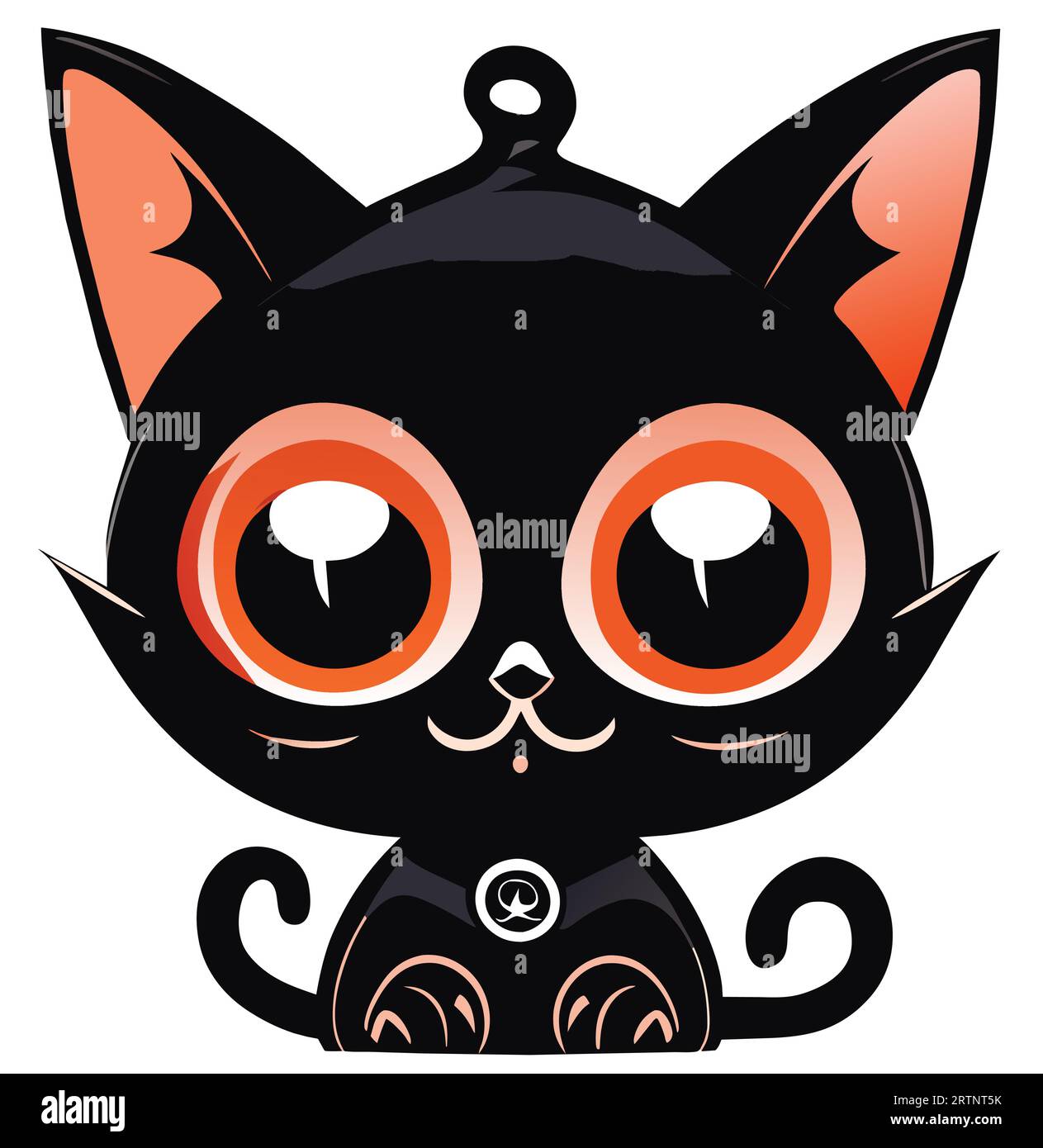 Get chills with this spooky black cat vector. Perfect for Halloween designs. High-quality and editable.Creepy black cat vector illustration Stock Vector