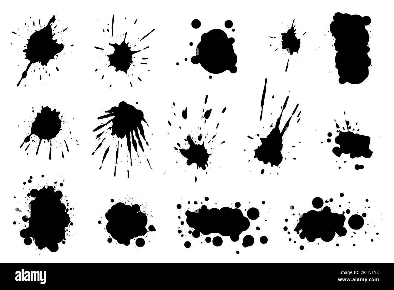 Grunge ink black paint splotch. Splash of paints, spray drops staining