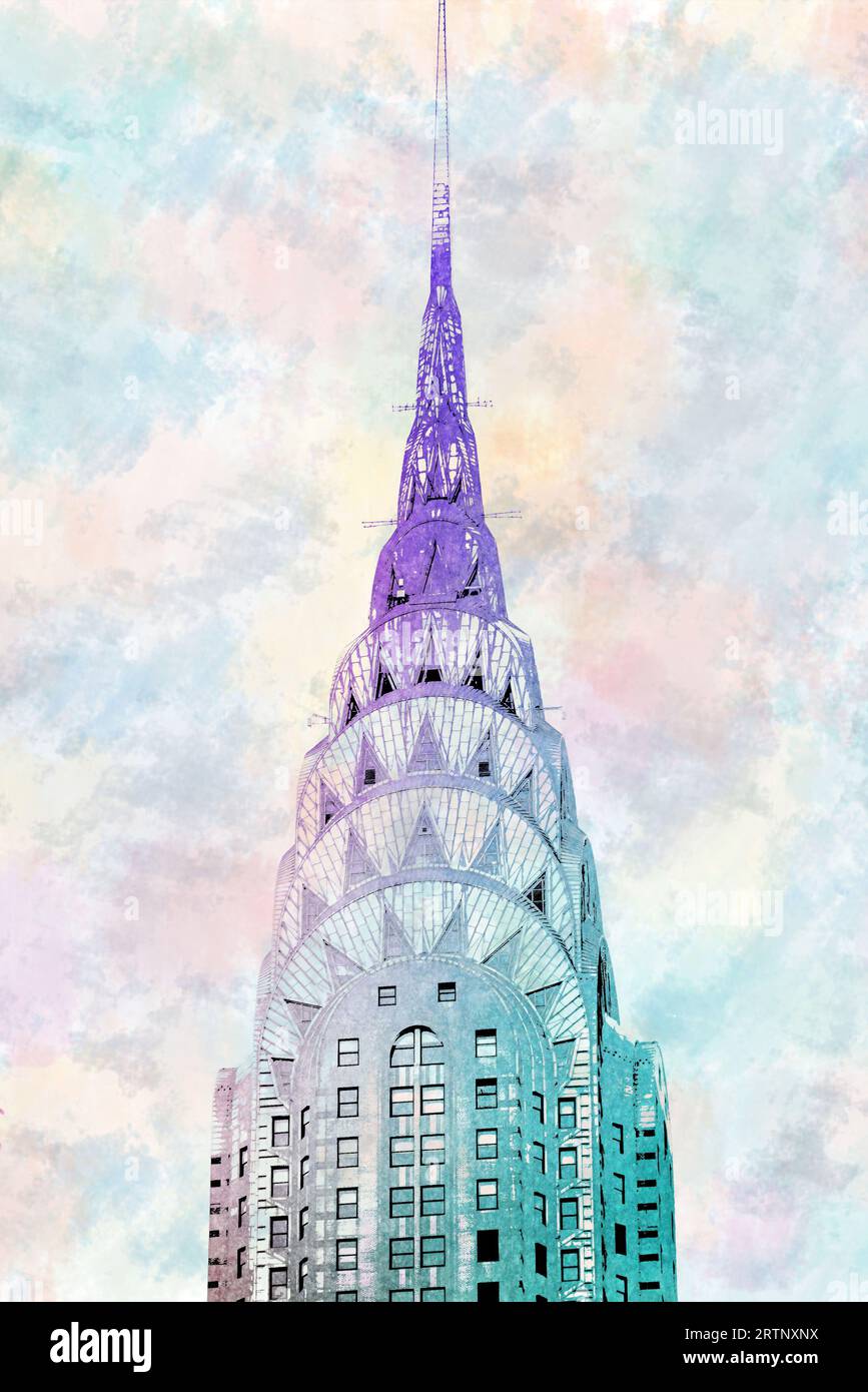 Illustration of the Chrysler Building in Midtown Manhattan. Stock Photo