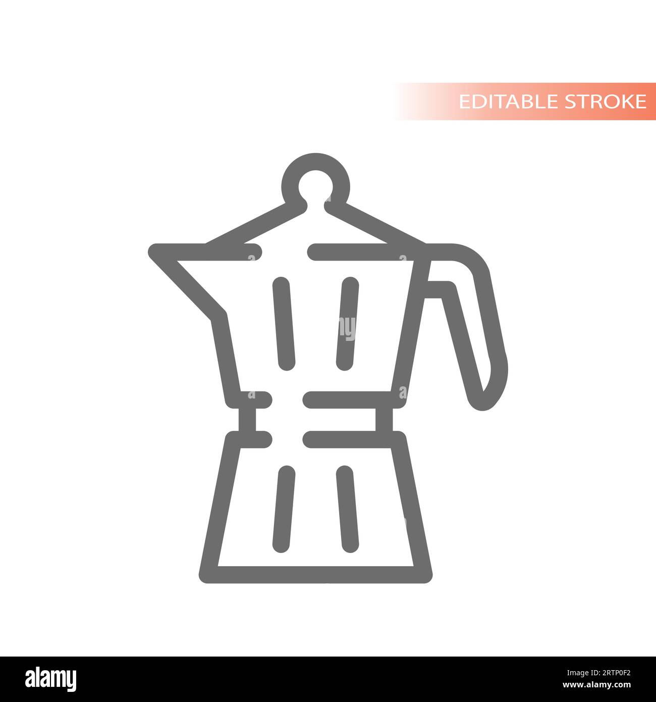 Moka pot line vector icon. Italian coffee maker outline. Stock Vector