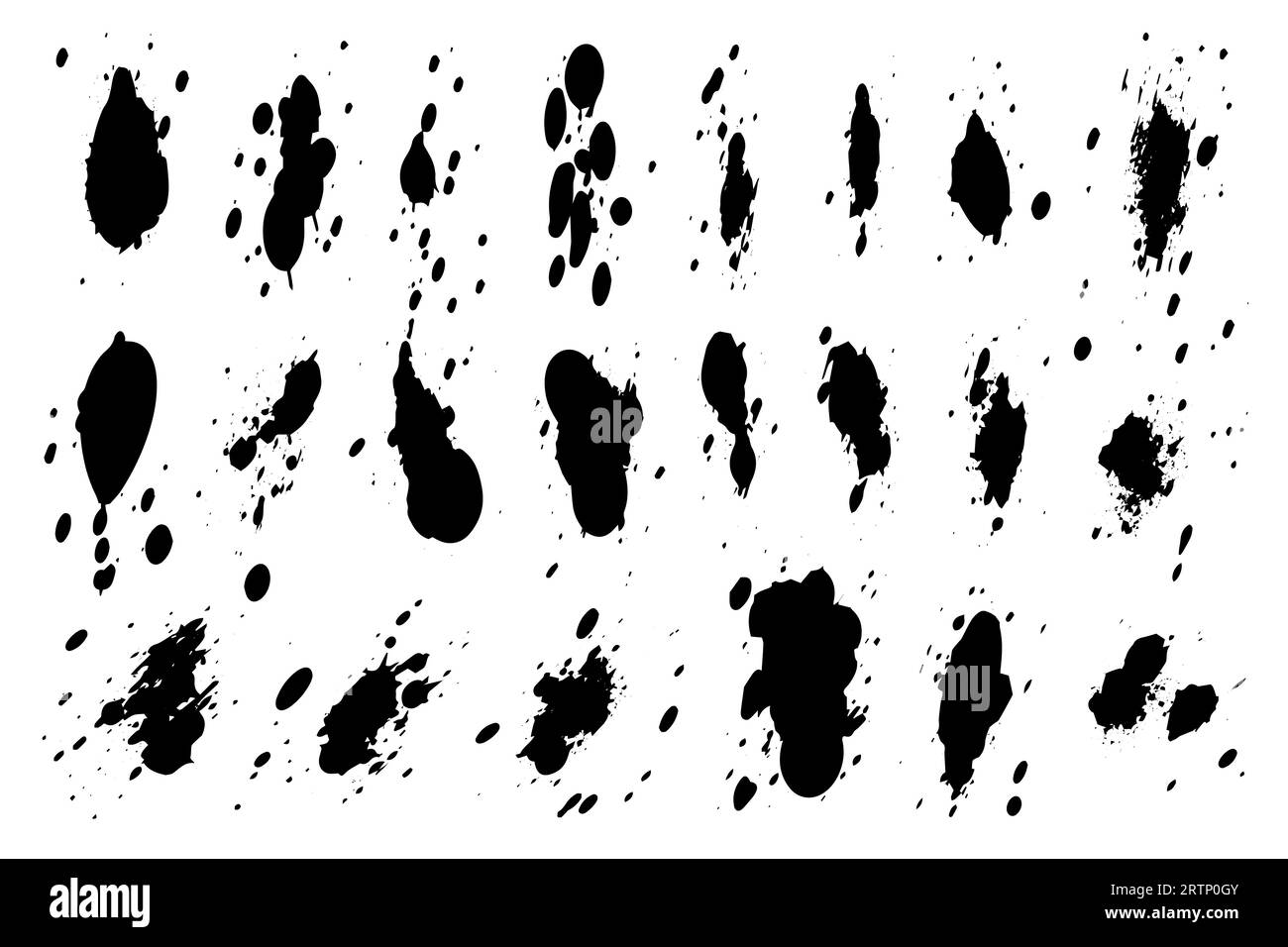 Grunge ink black paint splotch. Splash of paints, spray drops staining