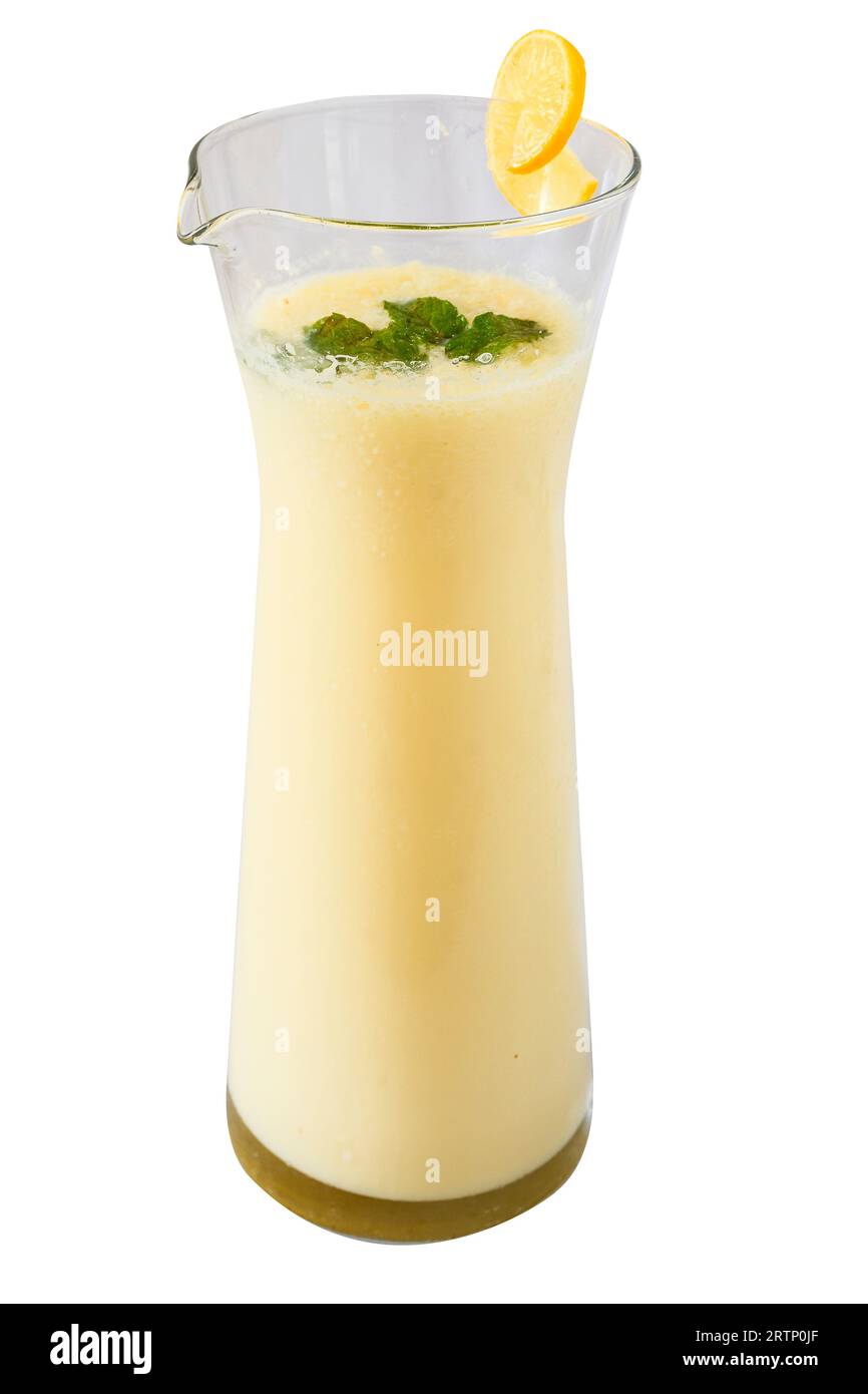 Homemade Brazilian Lemonade with lime and Condensed milk garnished with