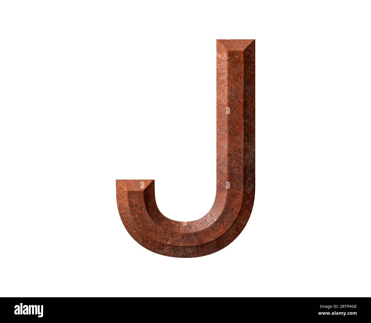 Letters made of rusty metal. 3d illustration of rust iron alphabet isolated on white background Stock Photo