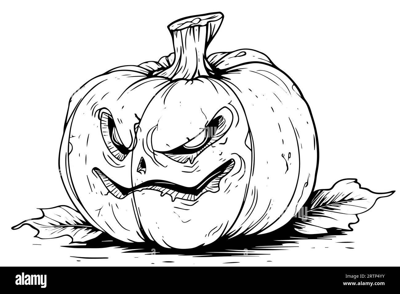 Halloween pumpkin head mascot engraving ink sketch hand drawn vector