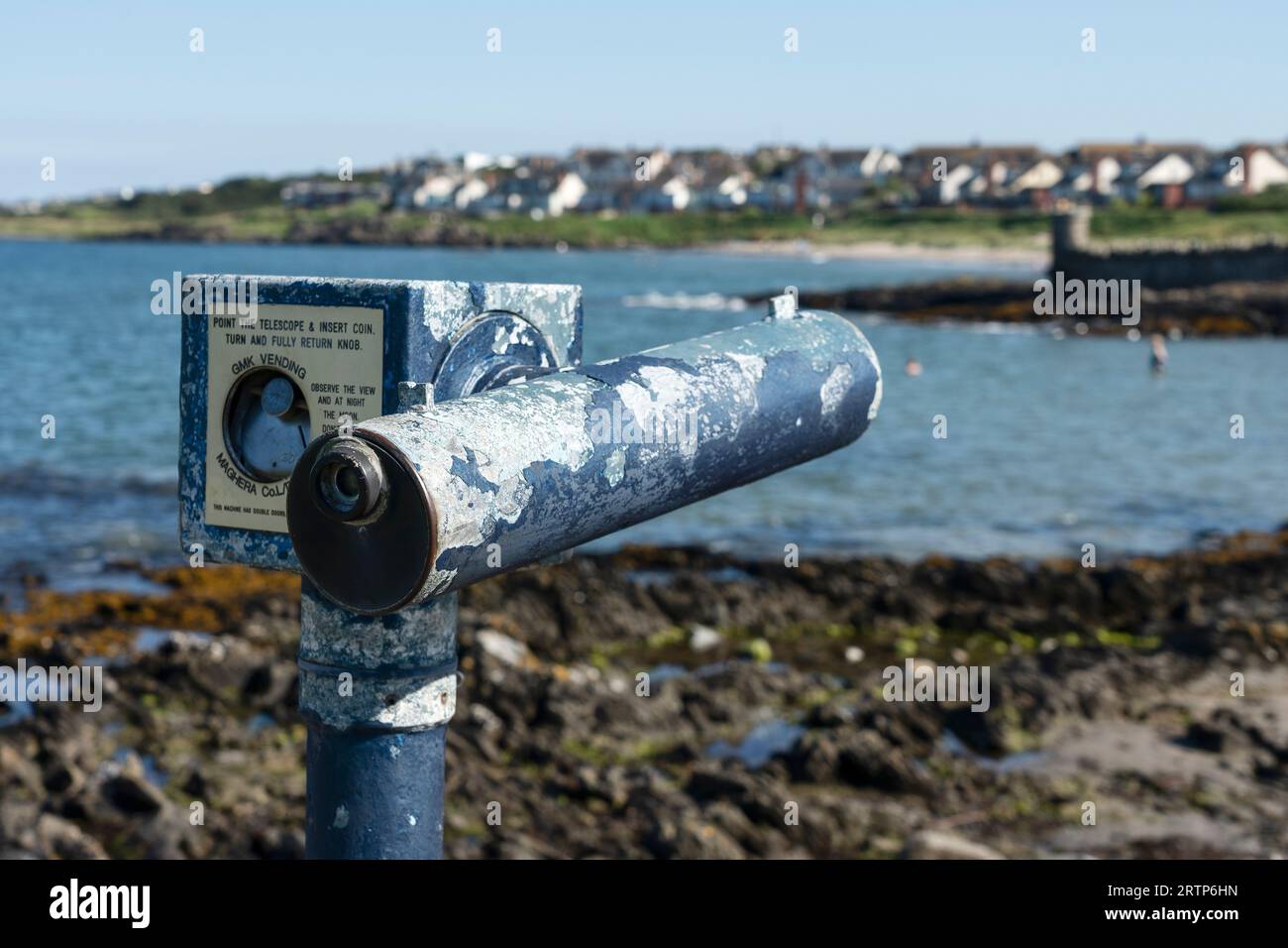 A coin operated telescope at Groomsport County Down Northern Ireland UK Stock Photo