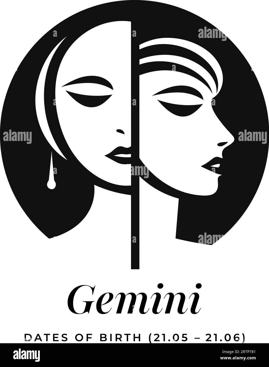 Gemini horoscope sign. Astrology. Birth Horoscope Vector Stock Vector