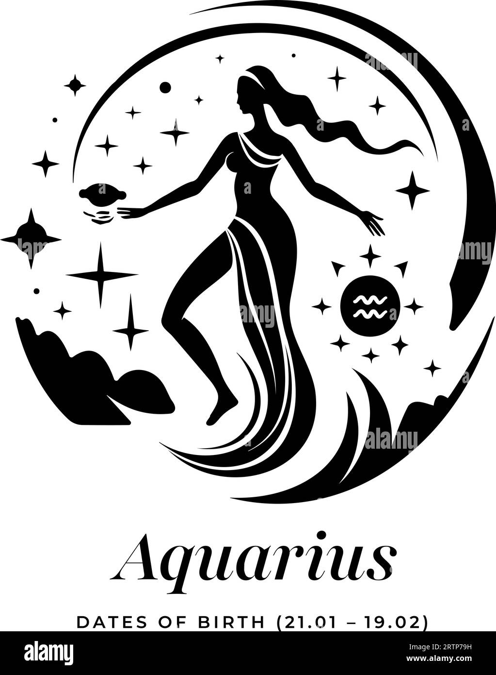 Aquarius horoscope sign. Astrology. Birth Horoscope. Vector Stock Vector
