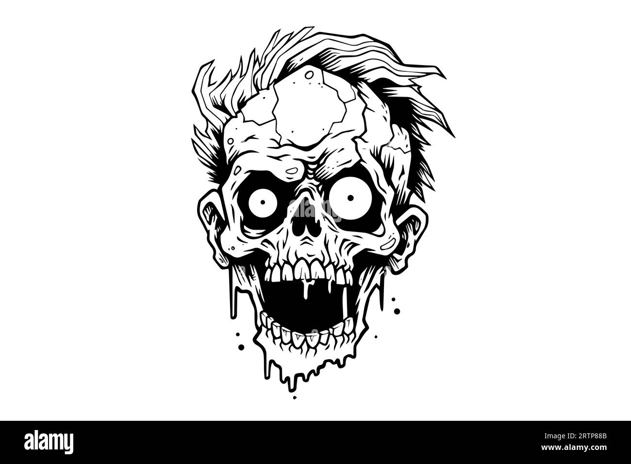 Zombie head or face ink sketch. Walking dead hand drawing vector  illustration Stock Vector Image & Art - Alamy