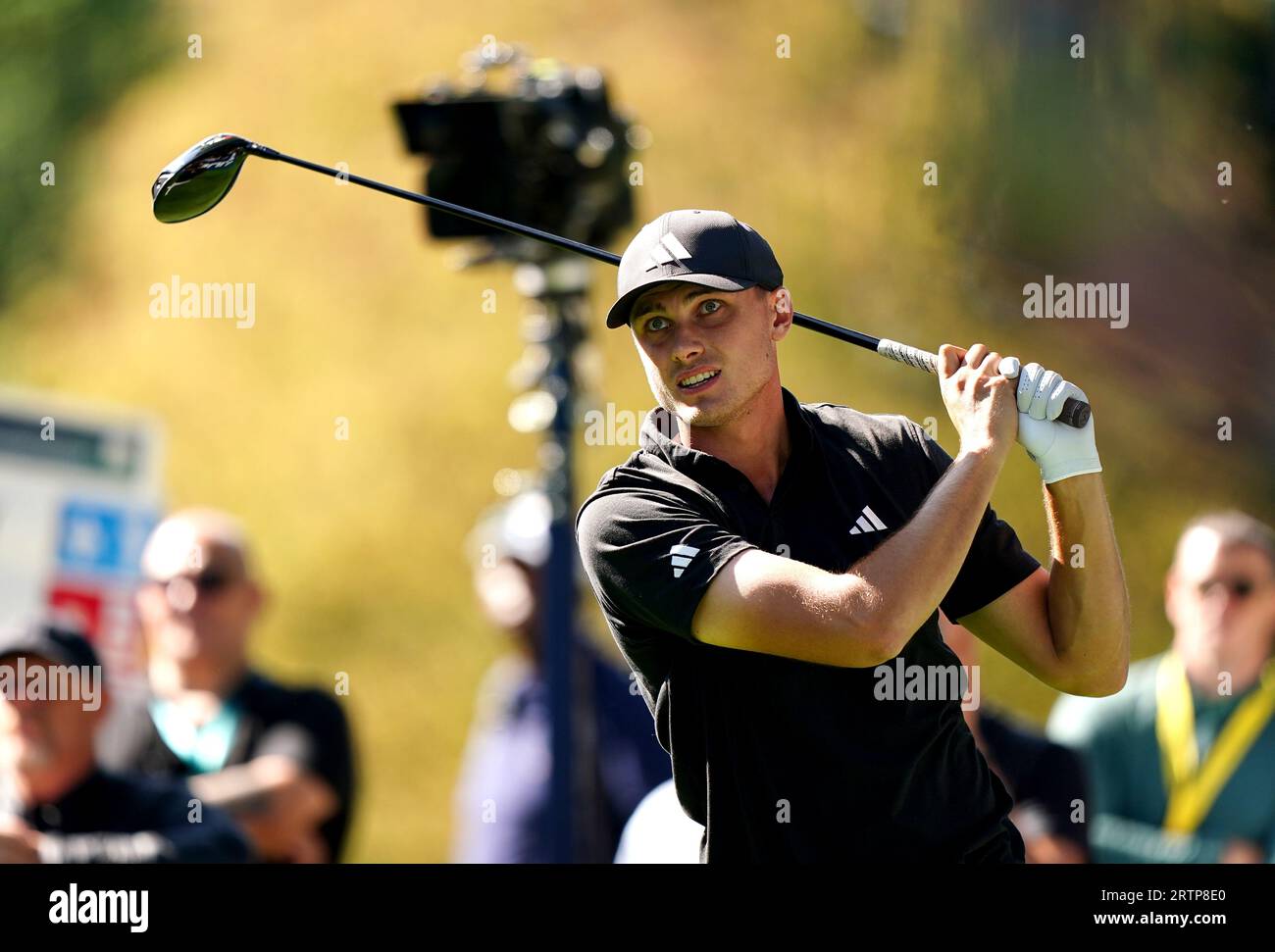 Ludvig Aberg on the 17th during day one of the 2023 BMW PGA