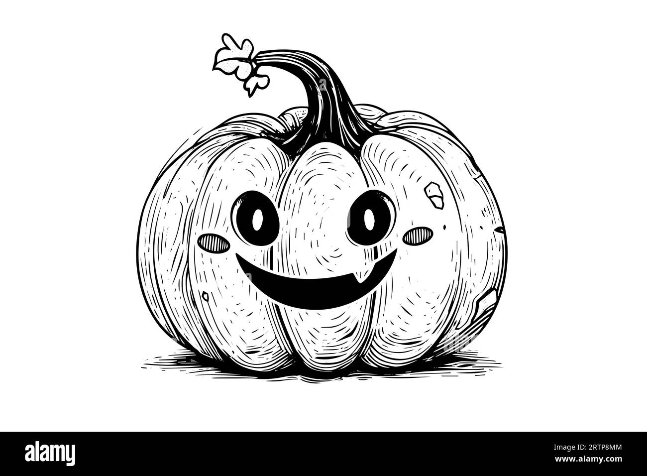 Halloween pumpkin head mascot engraving ink sketch hand drawn vector