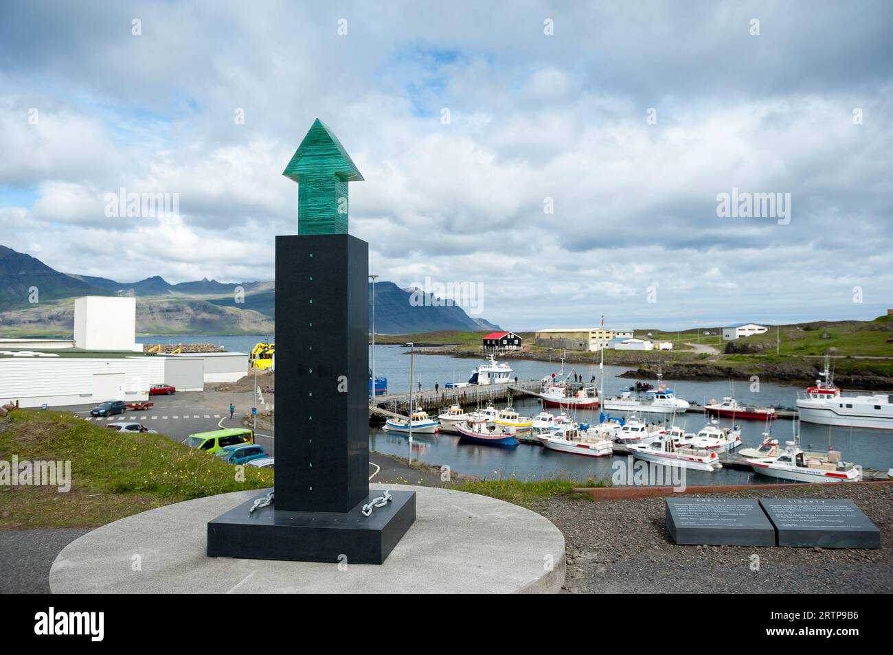 'Liberty' artwork in Djupivogur, Austurland region, Iceland Stock Photo