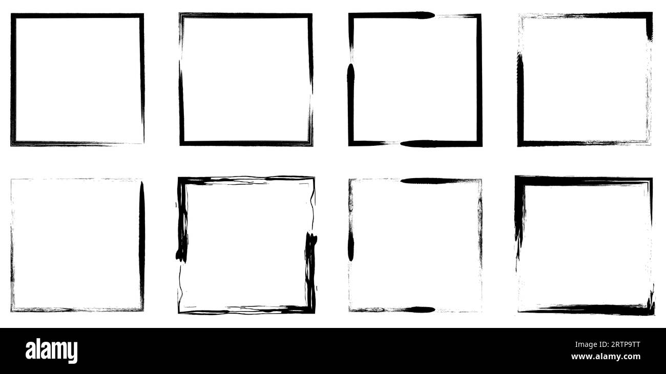 Set of black grunge frames. Vector illustration isolated on white background Stock Vector