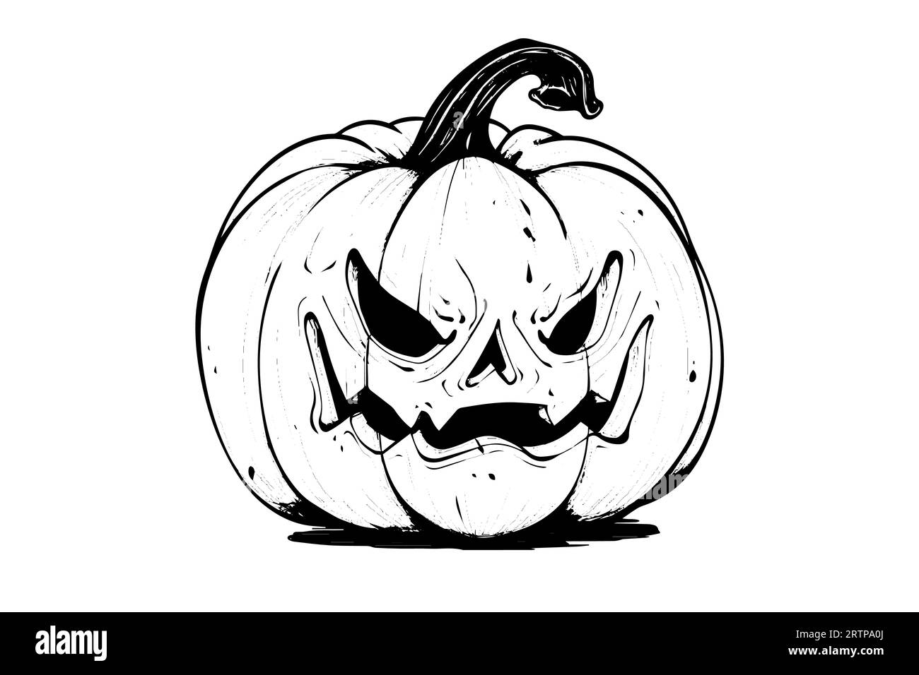 Halloween pumpkin head mascot engraving ink sketch hand drawn vector ...