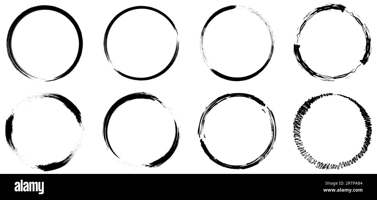 Set of black grunge circles frames. Vector illustration isolated on ...