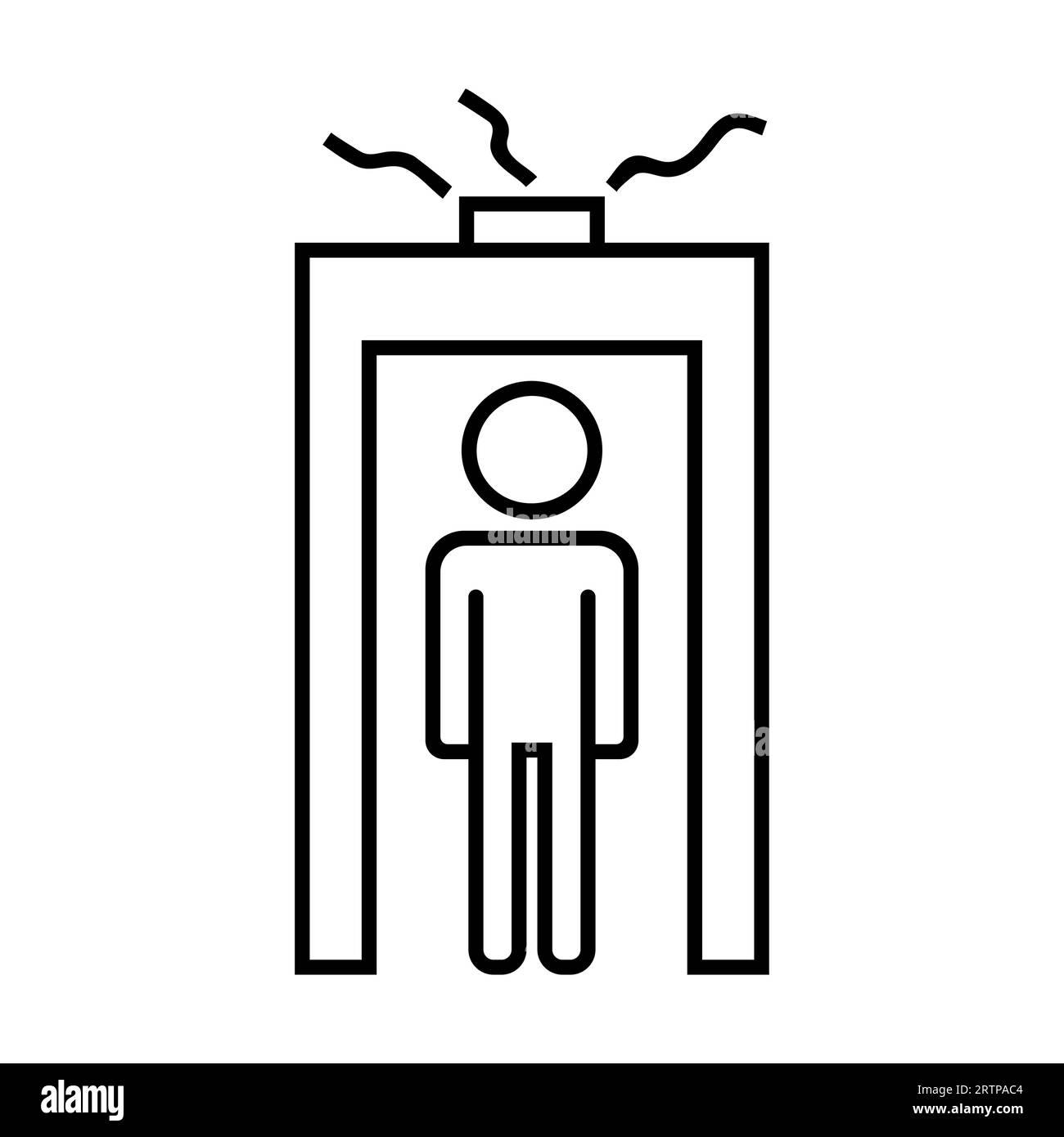 Simple outline of man walking through metal detector vector icon Stock Vector