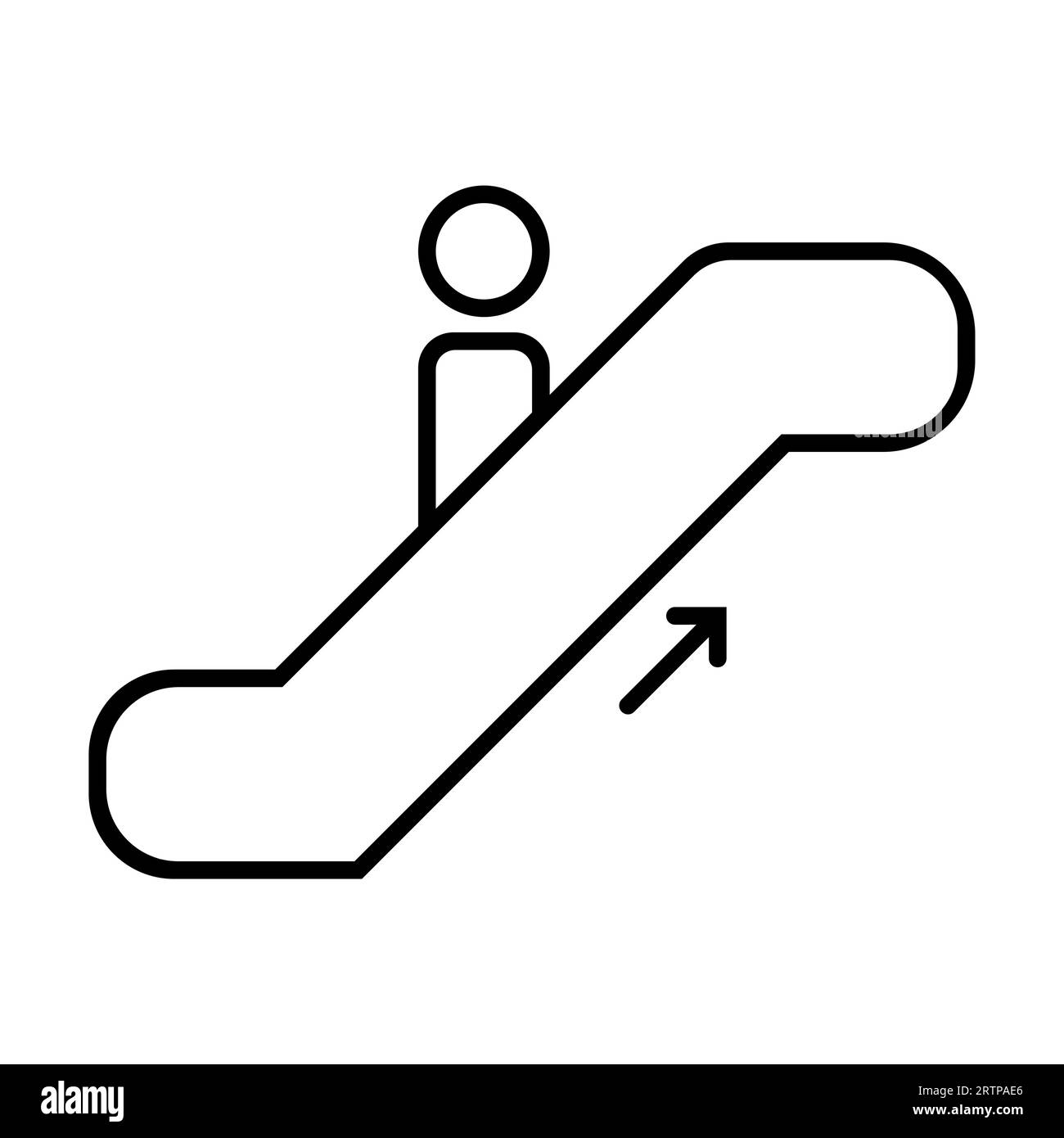 Simple outline of person on escalator going up vector icon Stock Vector