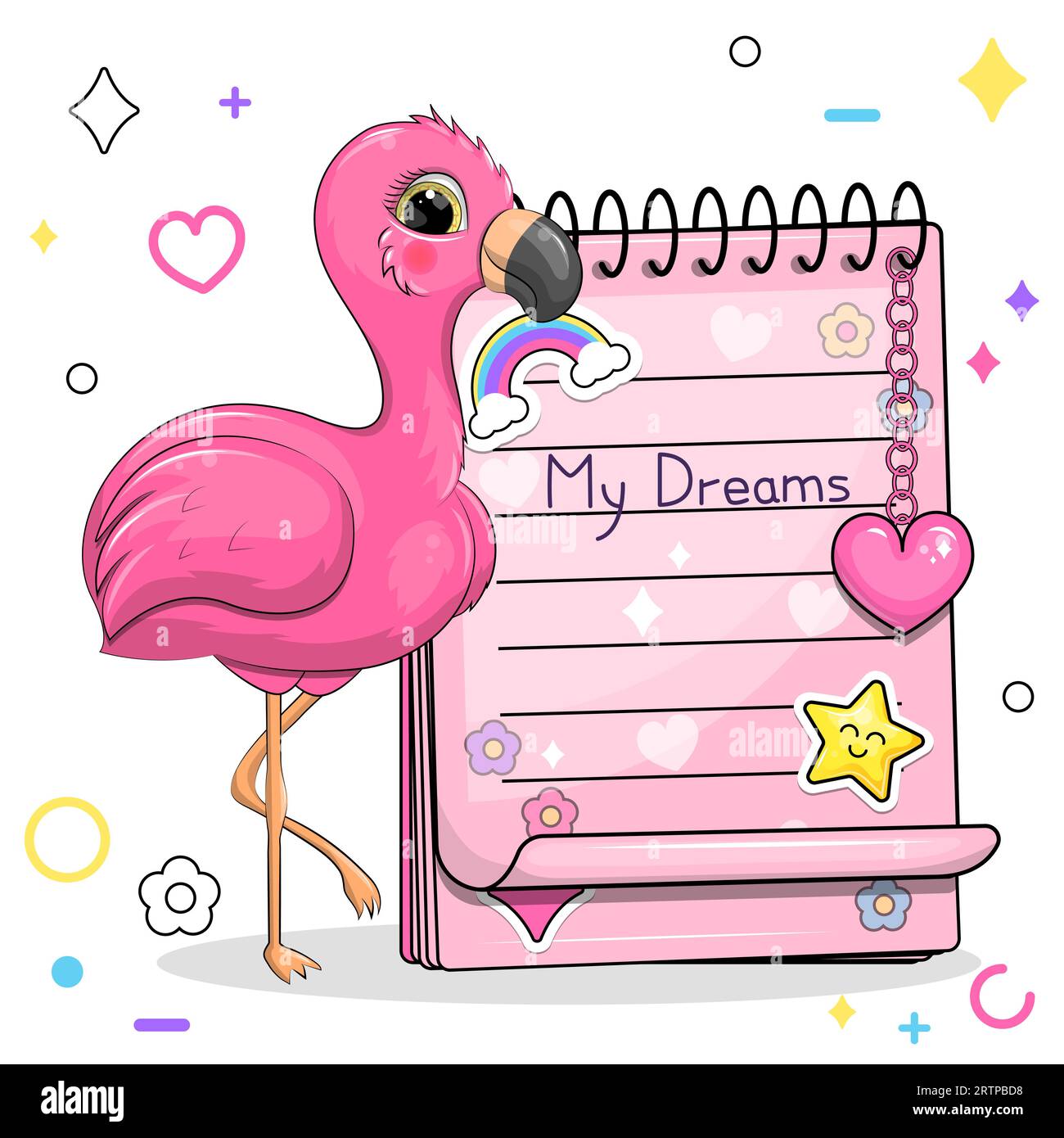 Flamingo Cute Tropical Kids Notebook