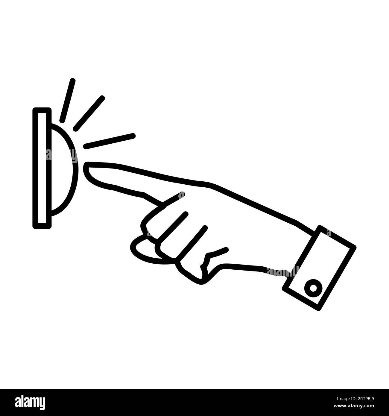 Simple outline of finger pressing alarm side view vector icon Stock ...
