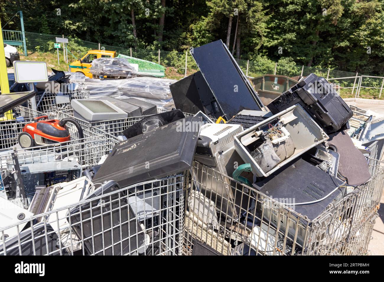 Electrical and electronic waste disposed of in a recycling center