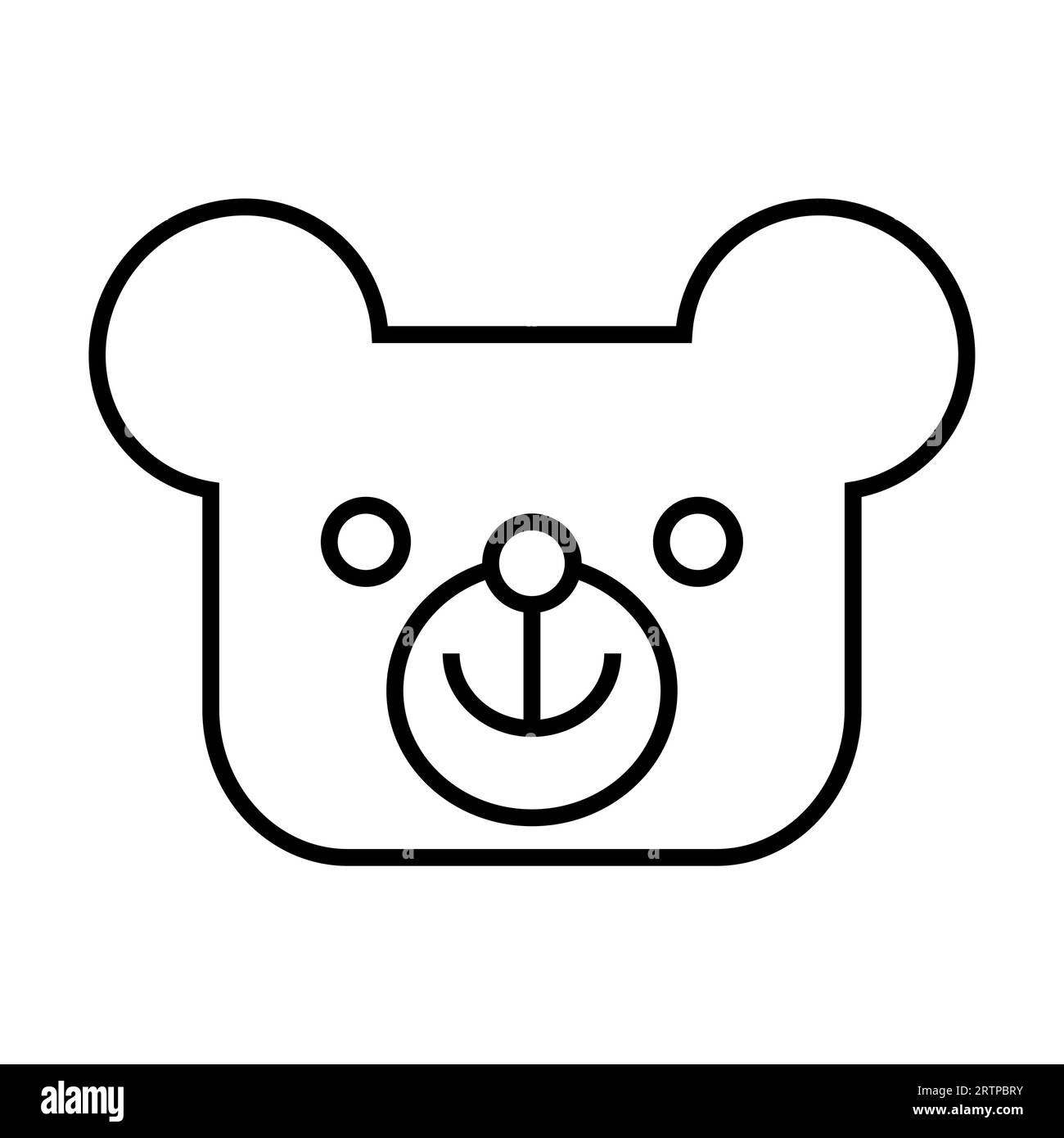 Simple outline of soft teddy bear head toy vector icon Stock Vector