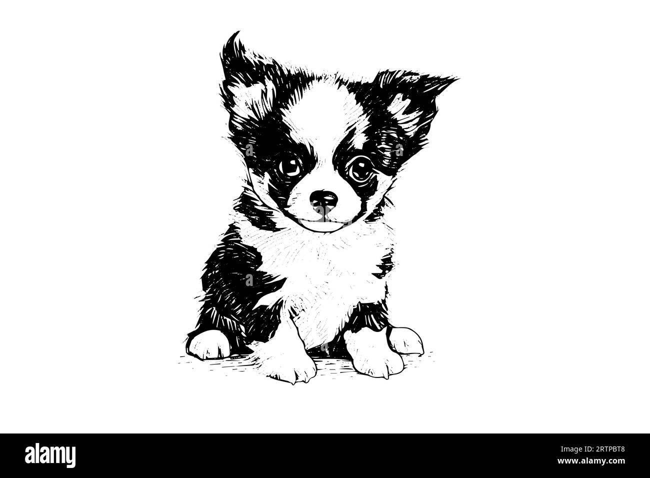 Cute puppy hand drawn ink sketch. Dog in engraving style vector illustration. Stock Vector