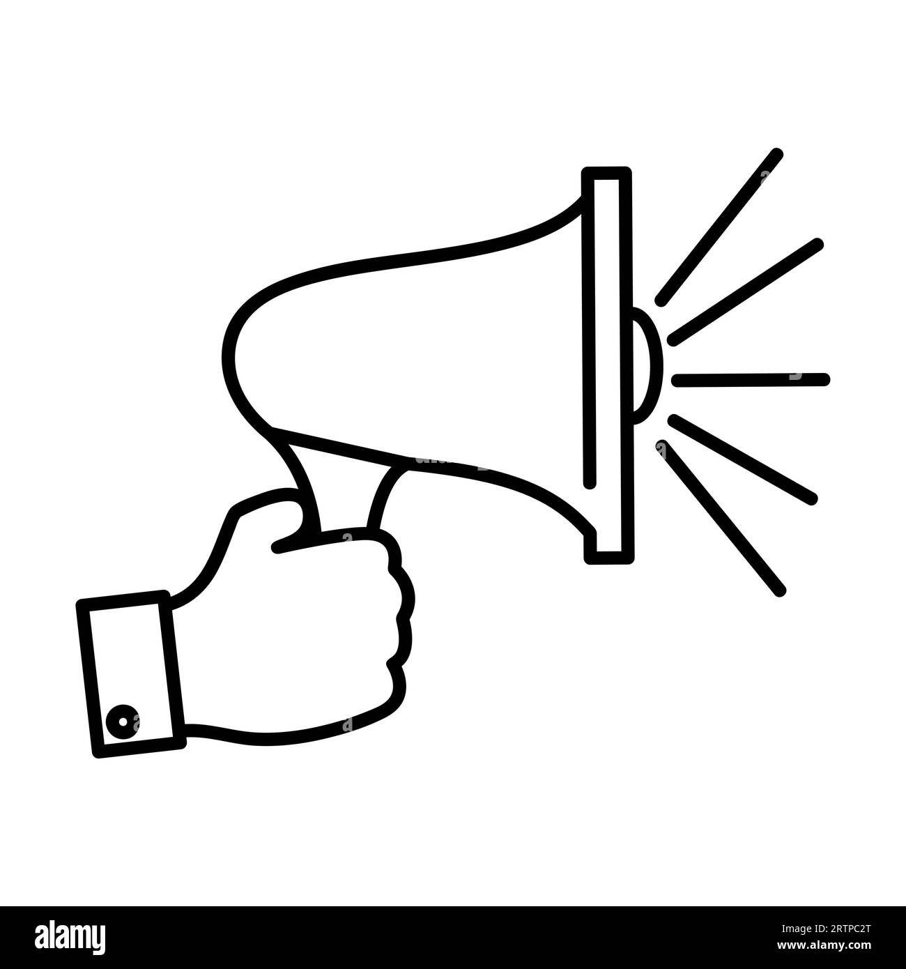 Simple outline of hand holding megaphone vector icon Stock Vector Image