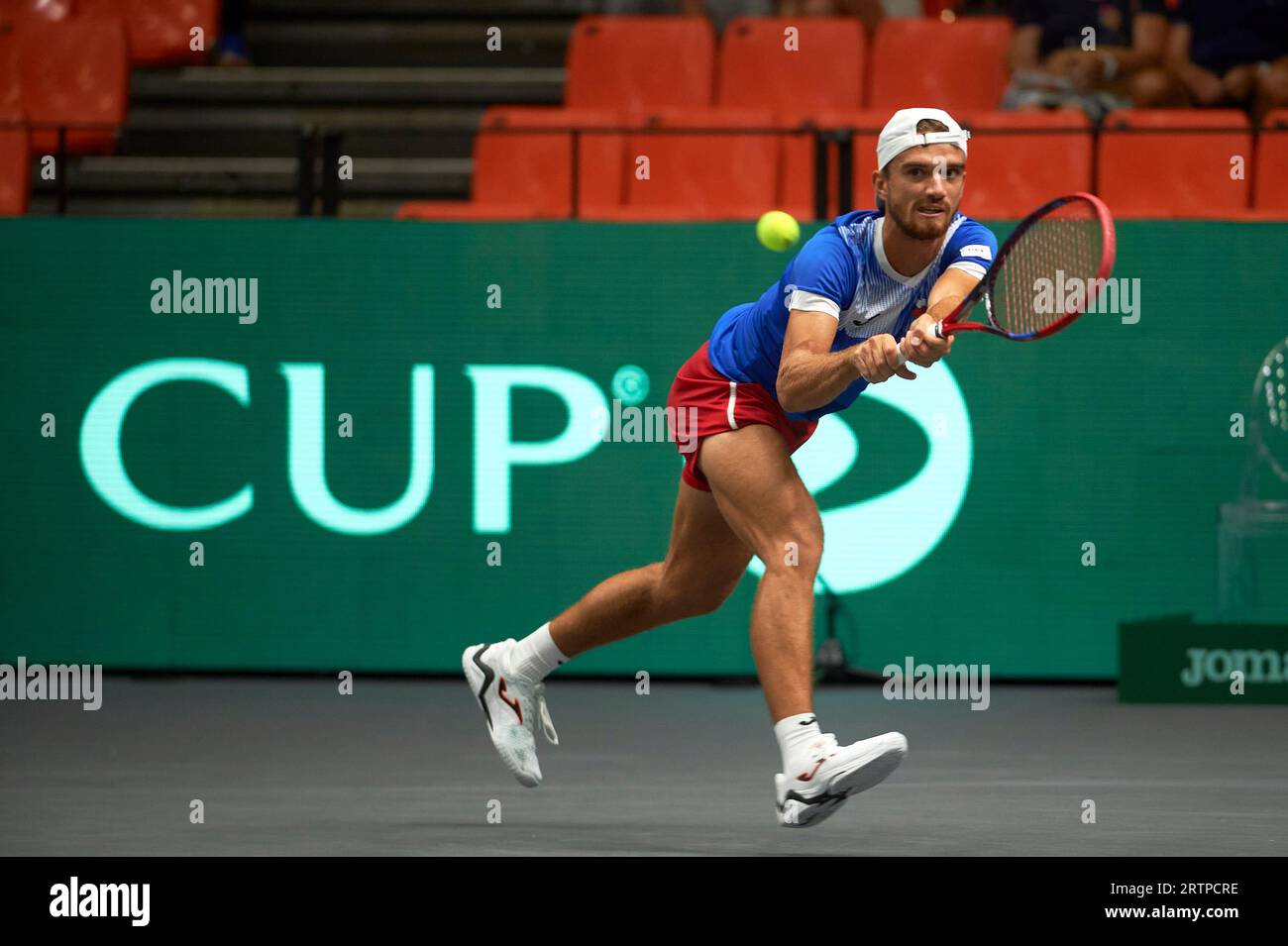 Tomas Machac of Czech Republic in action during the DAVIS CUP at The ...