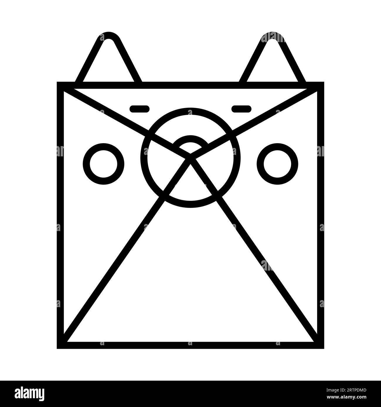 Simple outline of bento box in shape of dog vector icon Stock Vector