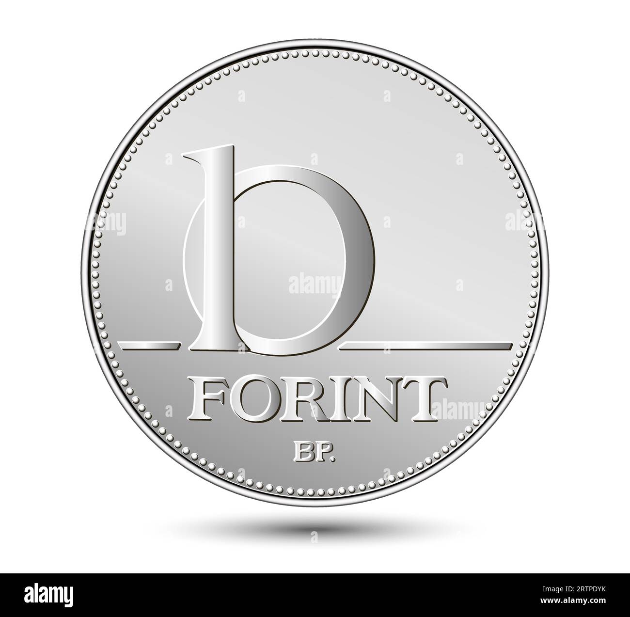 Reverse of Hungary coin, ten forint, isolated in white background ...