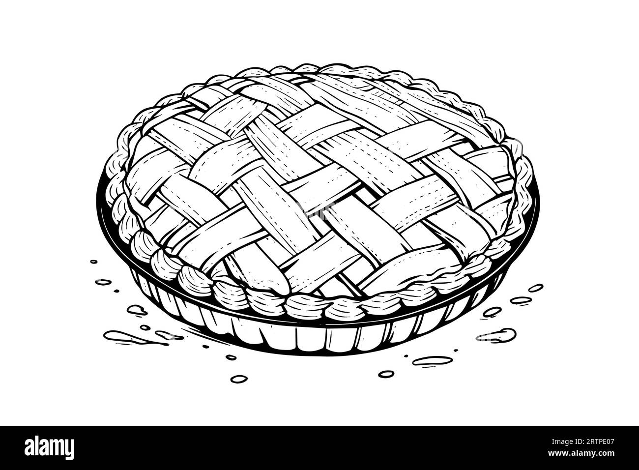 Apple pie hand drawn engraving style vector illustration Stock Vector