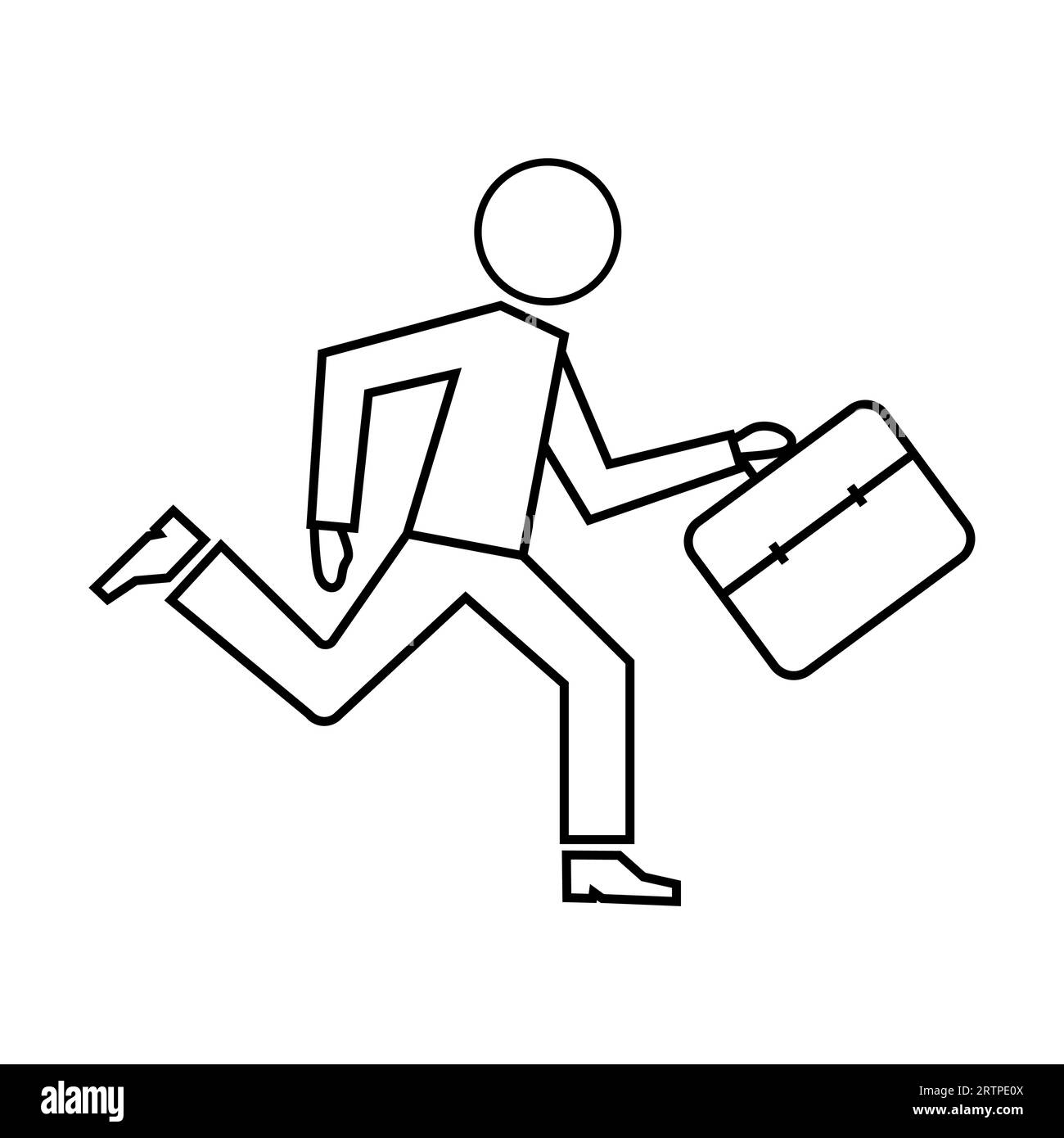 Simple outline of worker running late for work vector icon Stock Vector
