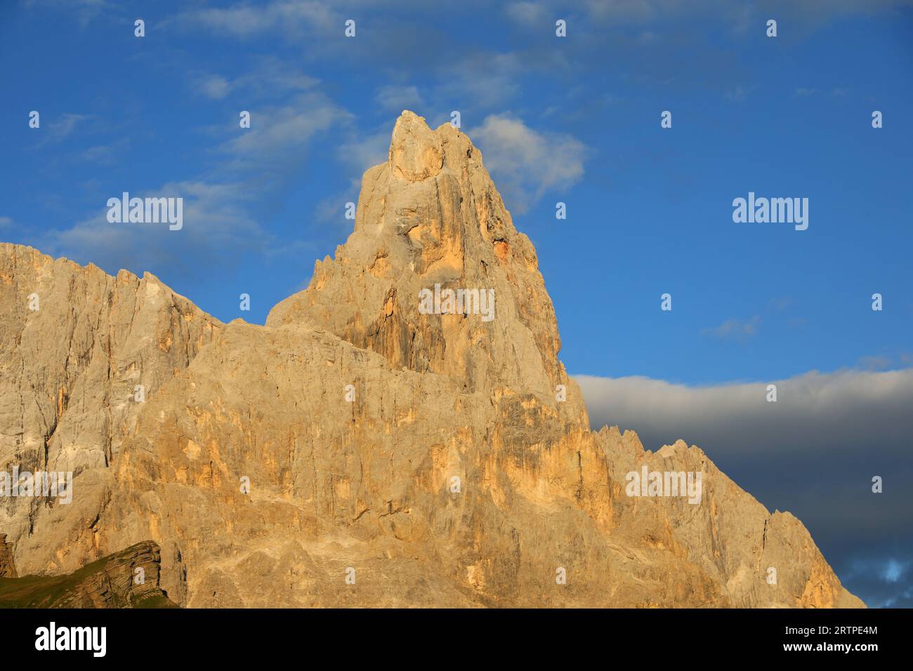 High mountain called CIMON DELLA PALA at sunset in Northern Italy Stock Photo