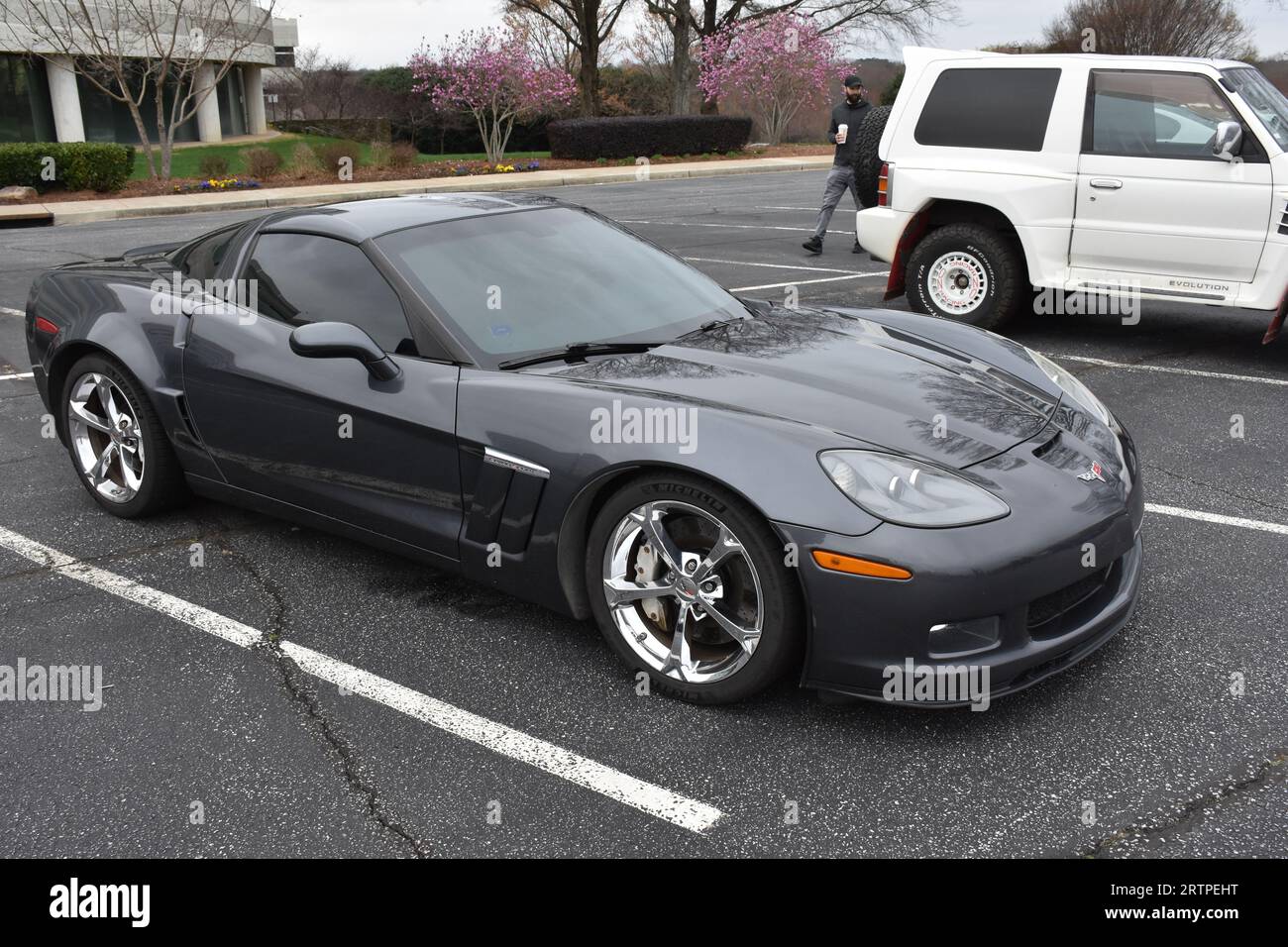 A C6 Chevrolet Corvette Grand Sport on display at a car show. Stock Photo