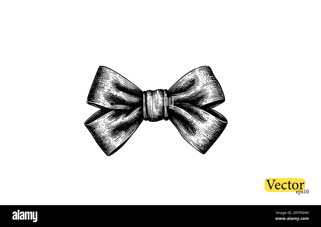A bow ribbon gift in a vintage engraved style. Vector design for you