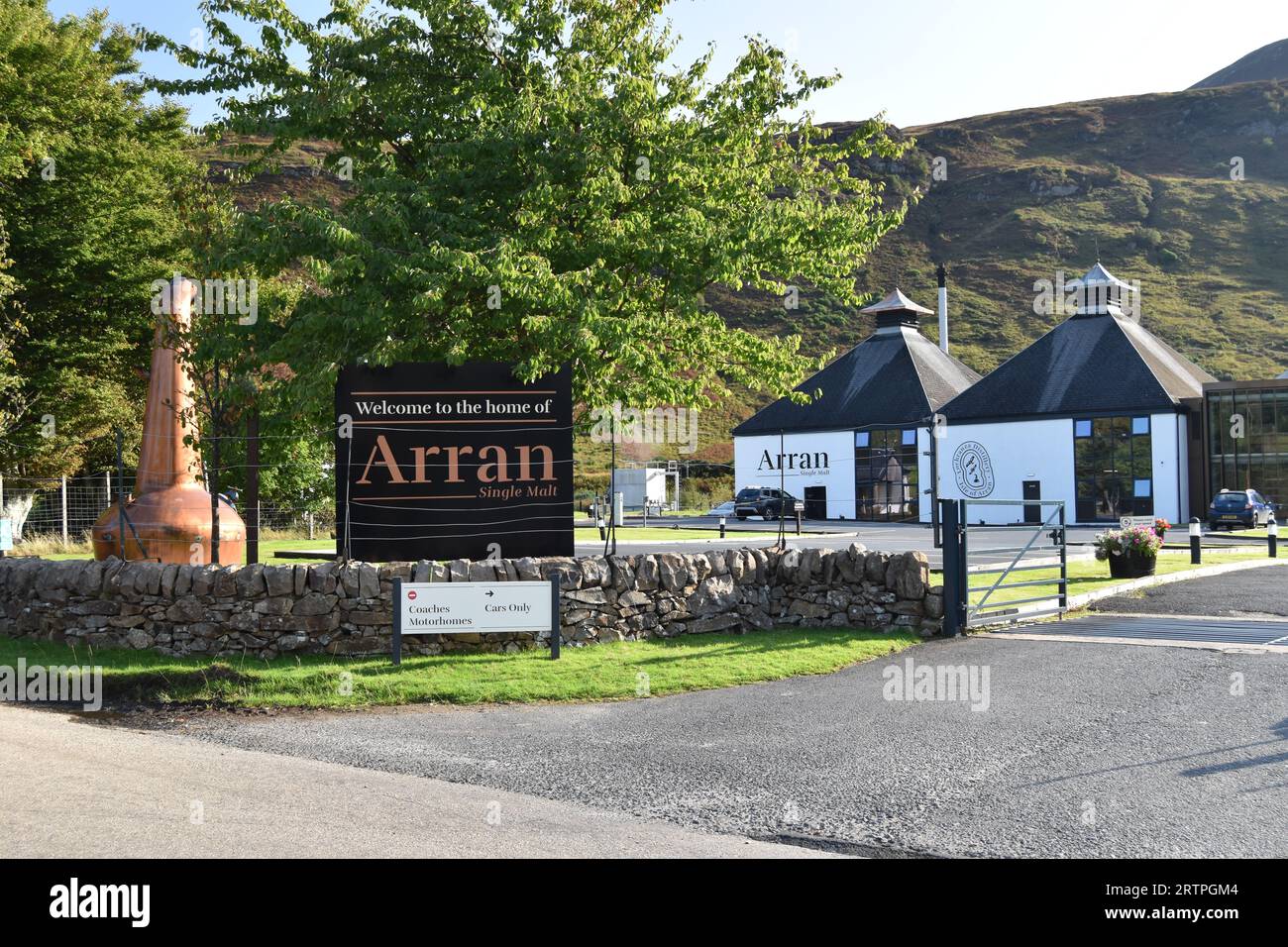The Lochranza Distillery, home of Arran Single Malt, on the Isle of Arran, Scotland. Stock Photo
