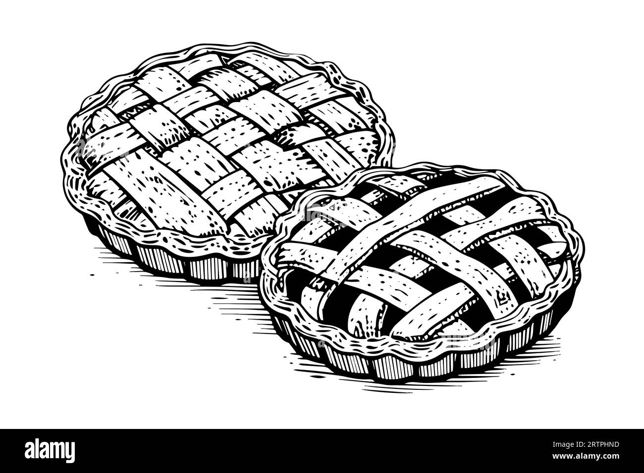 Apple pie hand drawn engraving style vector illustration Stock Vector
